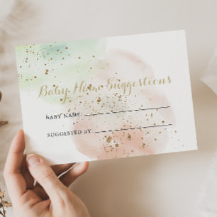 Gold Confetti Baby Name Suggestions Card