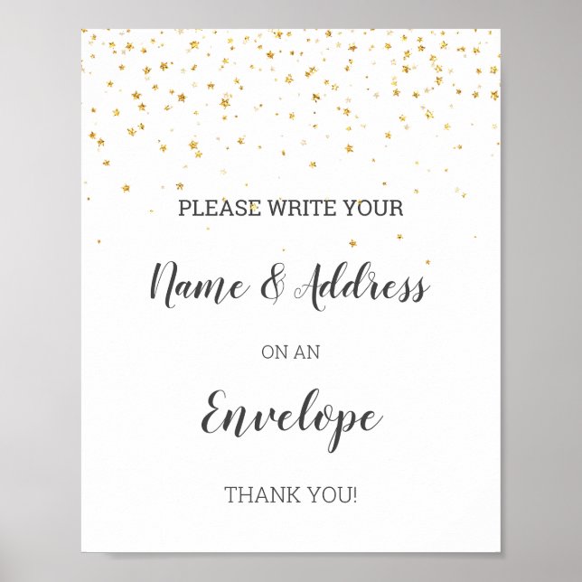 Gold Confetti Baby Shower Address An Envelope Sign (Front)