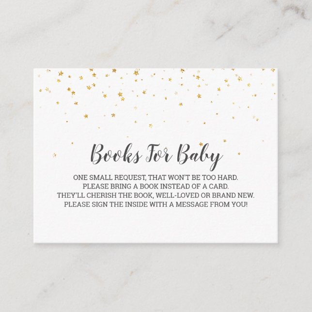 Gold Confetti Baby Shower Book Request Enclosure Card (Front)
