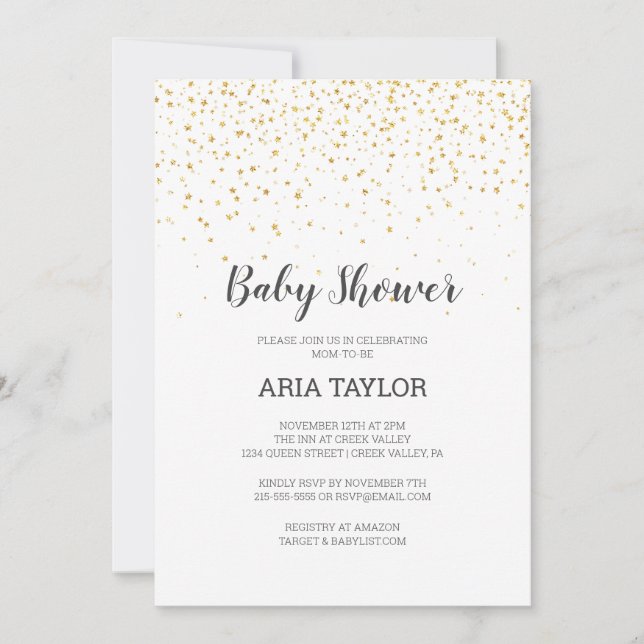 Gold Confetti Baby Shower Invitation (Front)