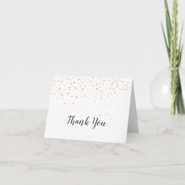 Gold Confetti Baby Shower Thank You Card (Front)