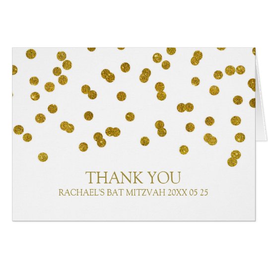 Gold Confetti Bat Mitzvah Thank You Card