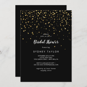 Gold Confetti Black Bridal Shower Invitation