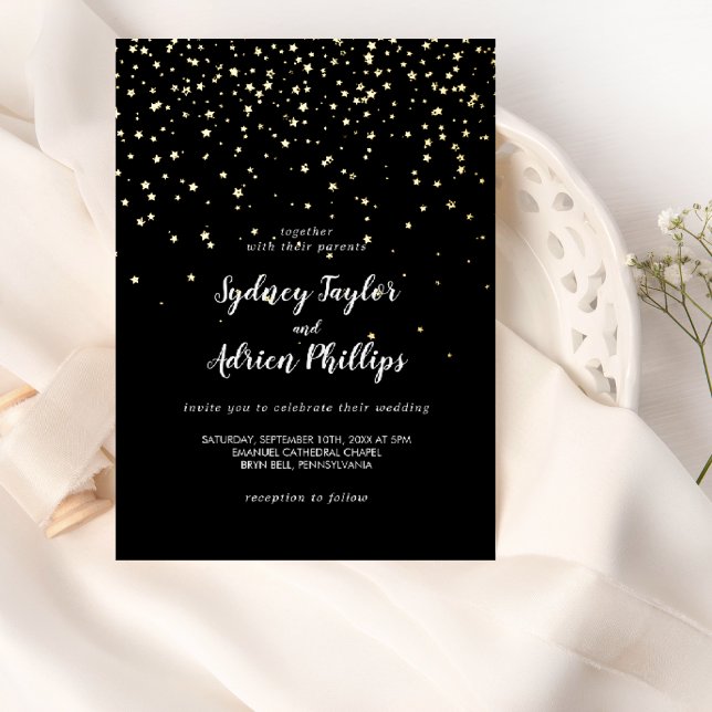 Gold Confetti|Black Casual Wedding Real Gold (Creator Uploaded)