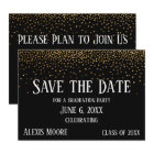 Gold Confetti Black Graduation Party Save the Date