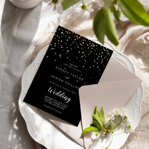 Gold Confetti Black Informal Wedding Real Gold