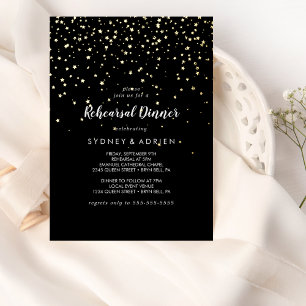 Gold Confetti Black Rehearsal Dinner Gold 