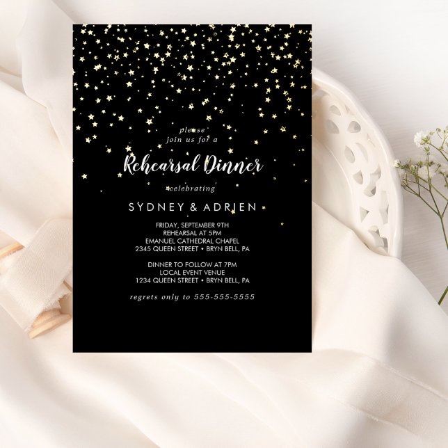 Gold Confetti|Black Rehearsal Dinner Gold  (Creator Uploaded)