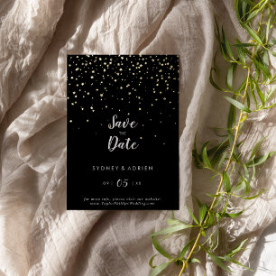 Gold Confetti Black Save The Date Real Gold