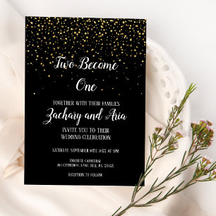 Gold Confetti Black Two Become One Wedding Gold