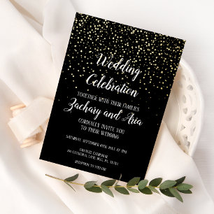 Gold Confetti Black Wedding Celebration Gold