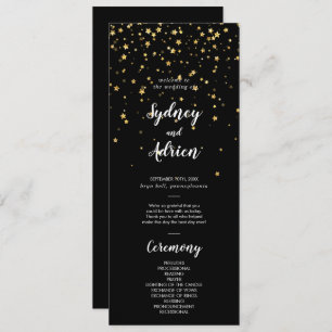 Gold Confetti   Black Wedding Program Programme