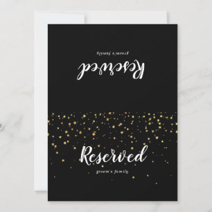 Gold Confetti   Black Wedding Reserved Sign