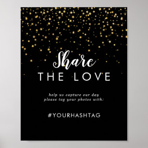 Gold Confetti   Black Wedding Share the Love Sign
