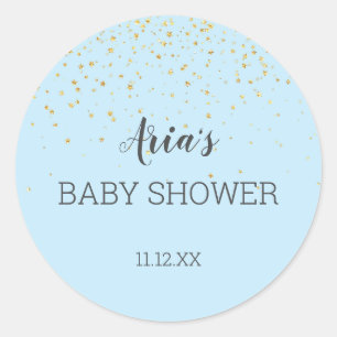 Gold Confetti Blue Baby Shower Envelope Seal
