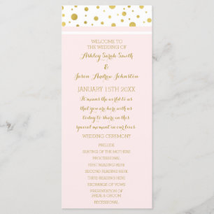 Gold Confetti Blush Pink Wedding Program Programme