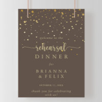 Gold Confetti Brown Rehearsal Dinner Welcome 