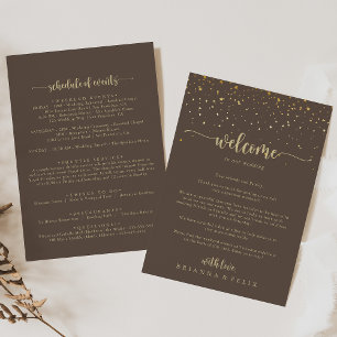Gold Confetti Brown Wedding Welcome Letter