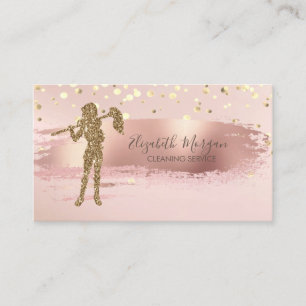 Gold Confetti,Brush Stroke Glitter Cleaning Lady Business Card