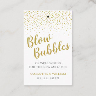 Gold Confetti Bubble Wand Tag   Custom Colour