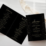 Gold Confetti Calligraphy Script Folded Wedding  Programme<br><div class="desc">This gold confetti calligraphy script folded wedding program is perfect for a rustic wedding. The simple and elegant design features sparkling gold confetti coupled with a stylish script typography.

Include a quote or short message,  order of service,  wedding party and thank you message.</div>