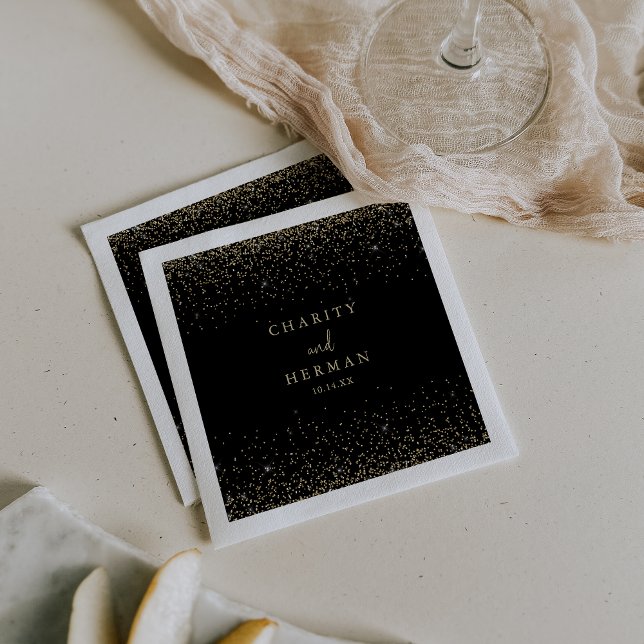 Gold Confetti Calligraphy Script Wedding  Napkins (Creator Uploaded)