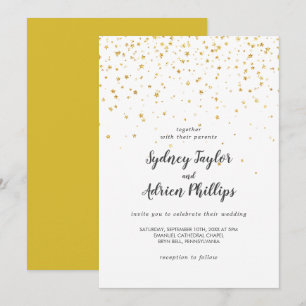 Gold Confetti Casual Wedding Invitation