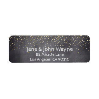 Gold Confetti Chalkboard Wedding Return Address