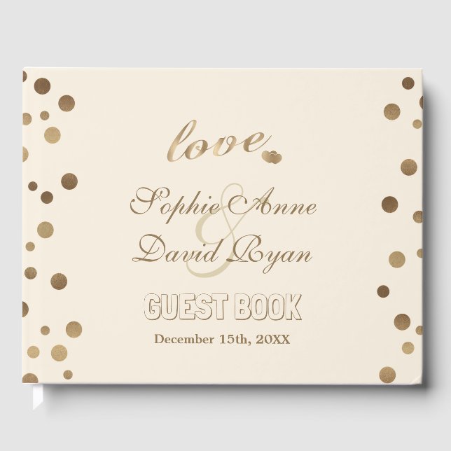 Gold Confetti Champagne 50th Surprize Birthday Guest Book (Front)