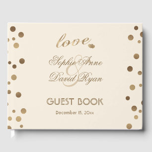 Gold Confetti Champagne Custom Wedding Guest Book
