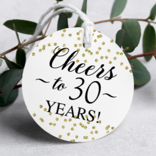 Gold Confetti Cheers to 30 Years Favour Tags