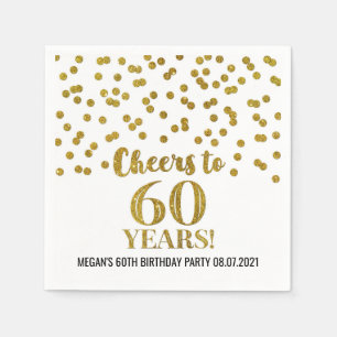 Gold Confetti Cheers to 60 Years Birthday Napkin