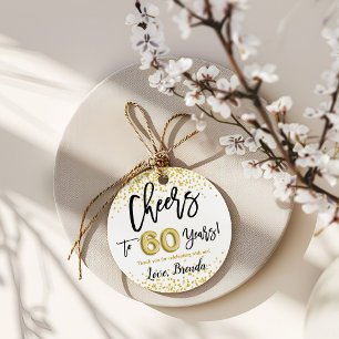 Gold Confetti Cheers to 60 Years Favor Tags