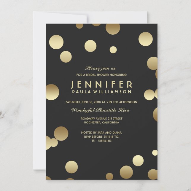 Gold Confetti Chic Modern Bridal Shower Invitation (Front)