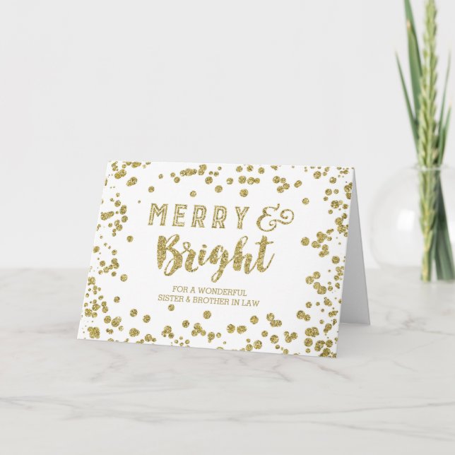 Gold Confetti Christmas Sister & Brother in Law Holiday Card (Front)