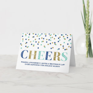 Gold Confetti Christmas Sister & Brother in Law Holiday Card