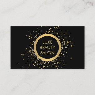 Gold Confetti Circle Black Business Card