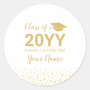 Gold Confetti Class of 2021 Graduation Party Favou Classic Round Sticker