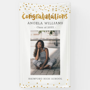 Gold Confetti Congratulations Graduation Photo Banner