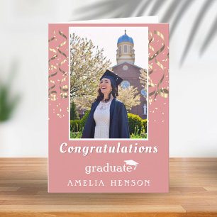 Gold Confetti Congratulations Graduation Photo Card