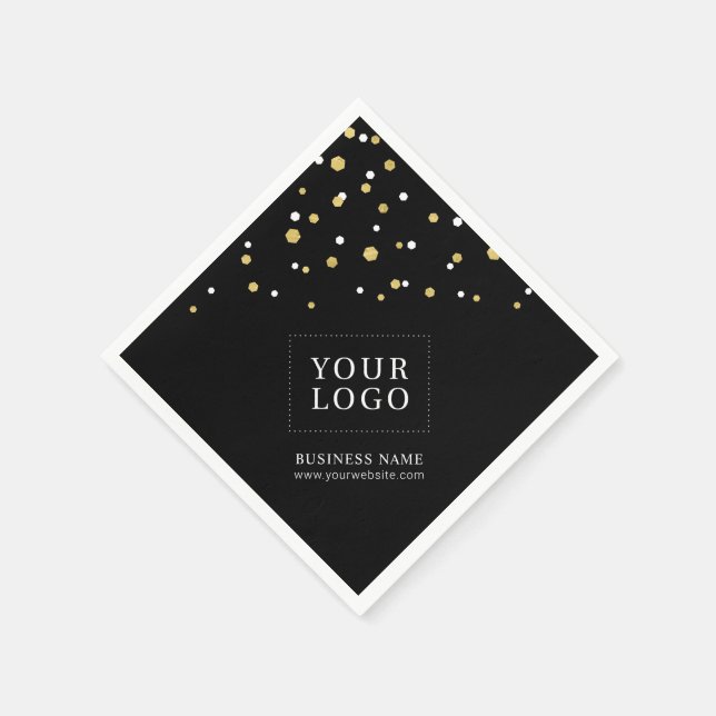 Gold Confetti Custom Business Promotional Logo Napkin (Corner)