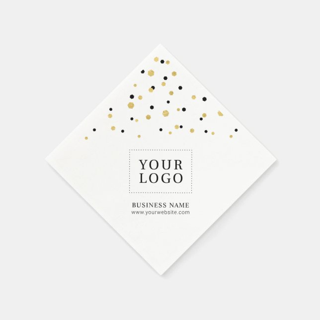 Gold Confetti Custom Business Promotional Logo Napkin (Corner)