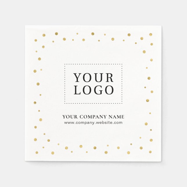 Gold Confetti Custom Business Promotional Logo Napkin (Front)