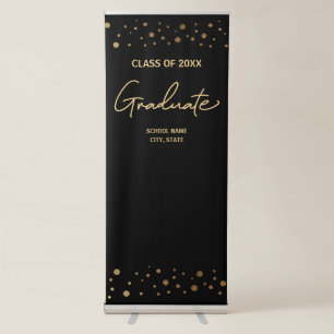 Gold Confetti Customisable School graduation Retractable Banner