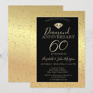 Gold Confetti Diamond Wedding Anniversary Invitation