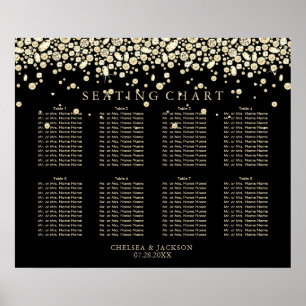 Gold Confetti Diamonds on Black Seating Chart