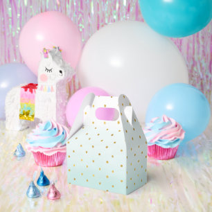 Gold Confetti Dots Aqua Mint  Favour Box