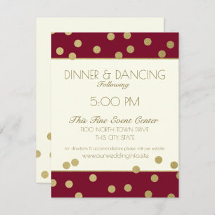 Gold Confetti Dots Ivory and Burgundy Reception Invitation
