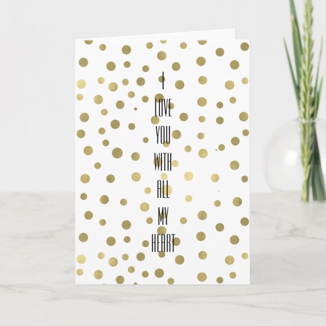 Gold Confetti Dots Love Card (Front)