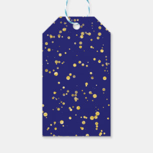 Gold Confetti Dots Midnight Blue Gift Tags
